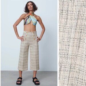 Zara Wide Leg Tweed Pants Size Medium
